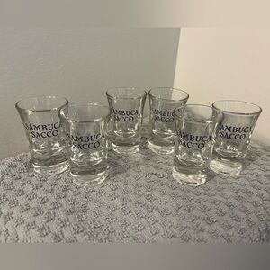 Vtg Promo “Sambuco Sacco” Italian Clear Shot Glasses - Set of 6